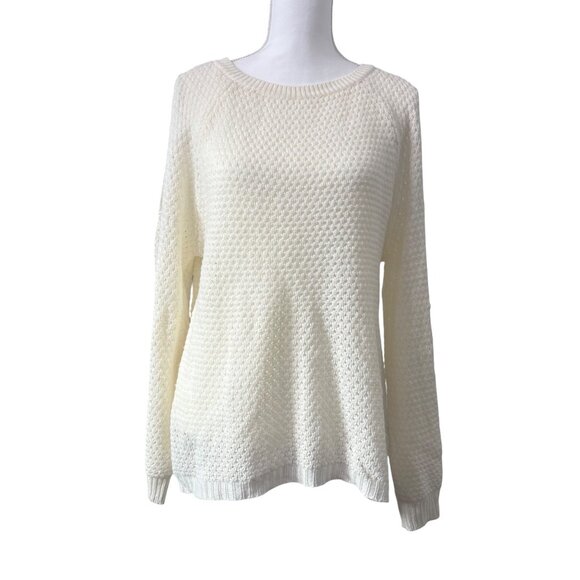 De Rotchild Sweaters - De Ratchild Womens Juniors Cold Shoulder Knit Cream Sweater 2X Long Sleeve